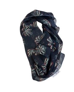 15 foulard en soie bleu foncé fleurs