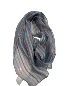 16 foulard en soie bleu rayures colorés