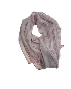 24 foulard en soie blanc rayures roses
