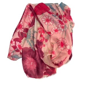 foulard 190 fleurs roses