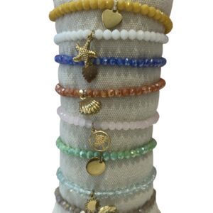 Bracelet pierres et coquillages colorés