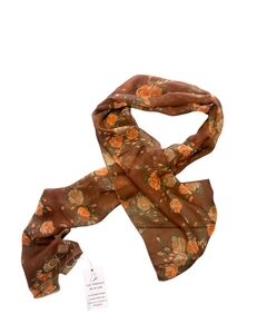 11 marron à fleurs orange